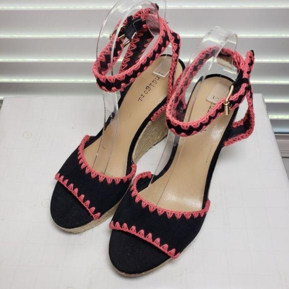 Indigo rd. Black & Pink Embroidery Open Toe Sandal - Picture 6 of 12
